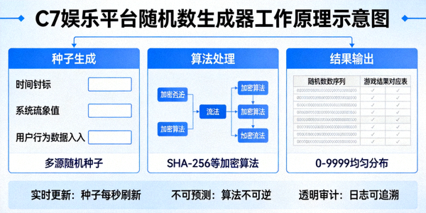 C7娱乐平台随机数生成器工作原理示意图 - 确保游戏结果的随机性与公平性