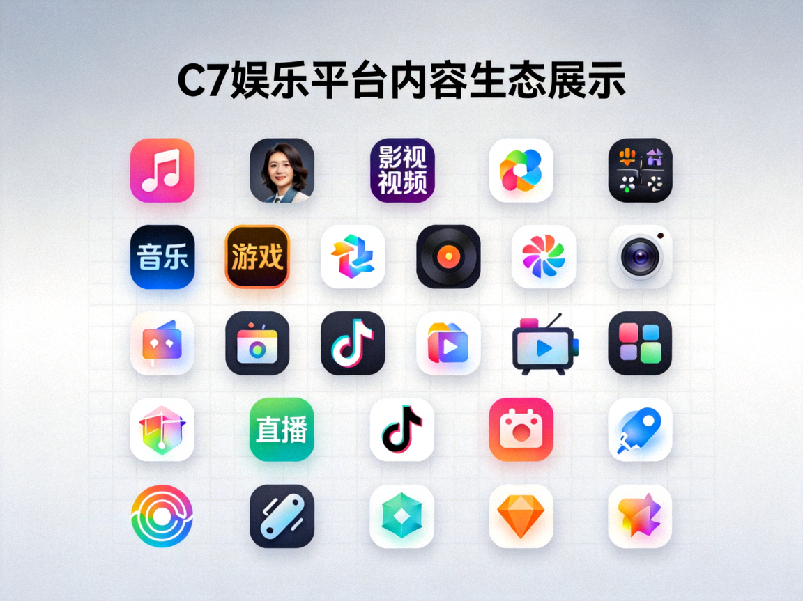 C7娱乐平台内容生态展示 - 多样化的娱乐内容图标
